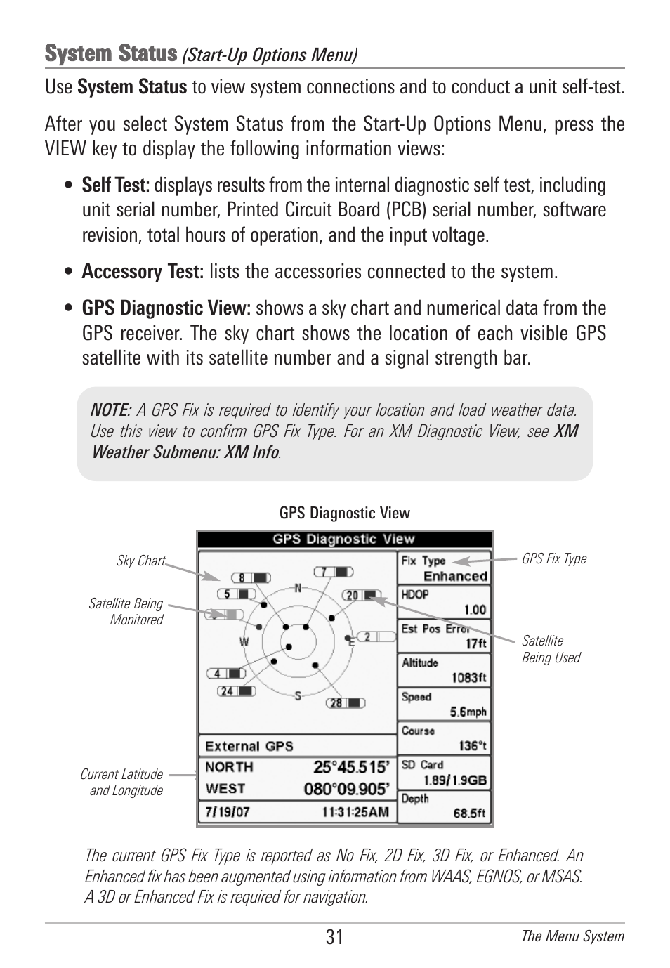 System status, Ssyysstte em m s stta attu uss | Humminbird AS WX 1 User Manual | Page 37 / 52