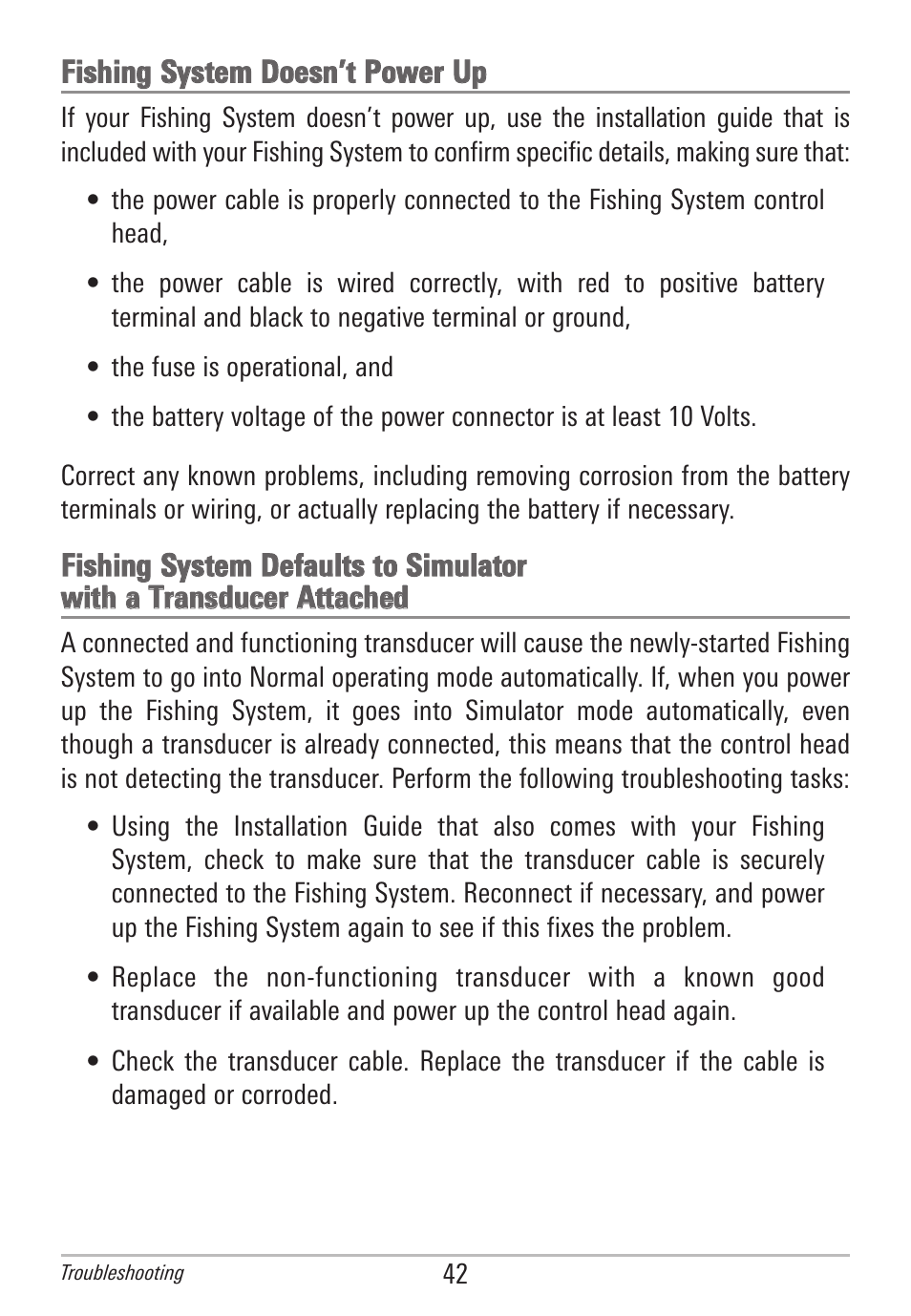 Fishing system doesn’t power up | Humminbird AS WX 1 User Manual | Page 48 / 52