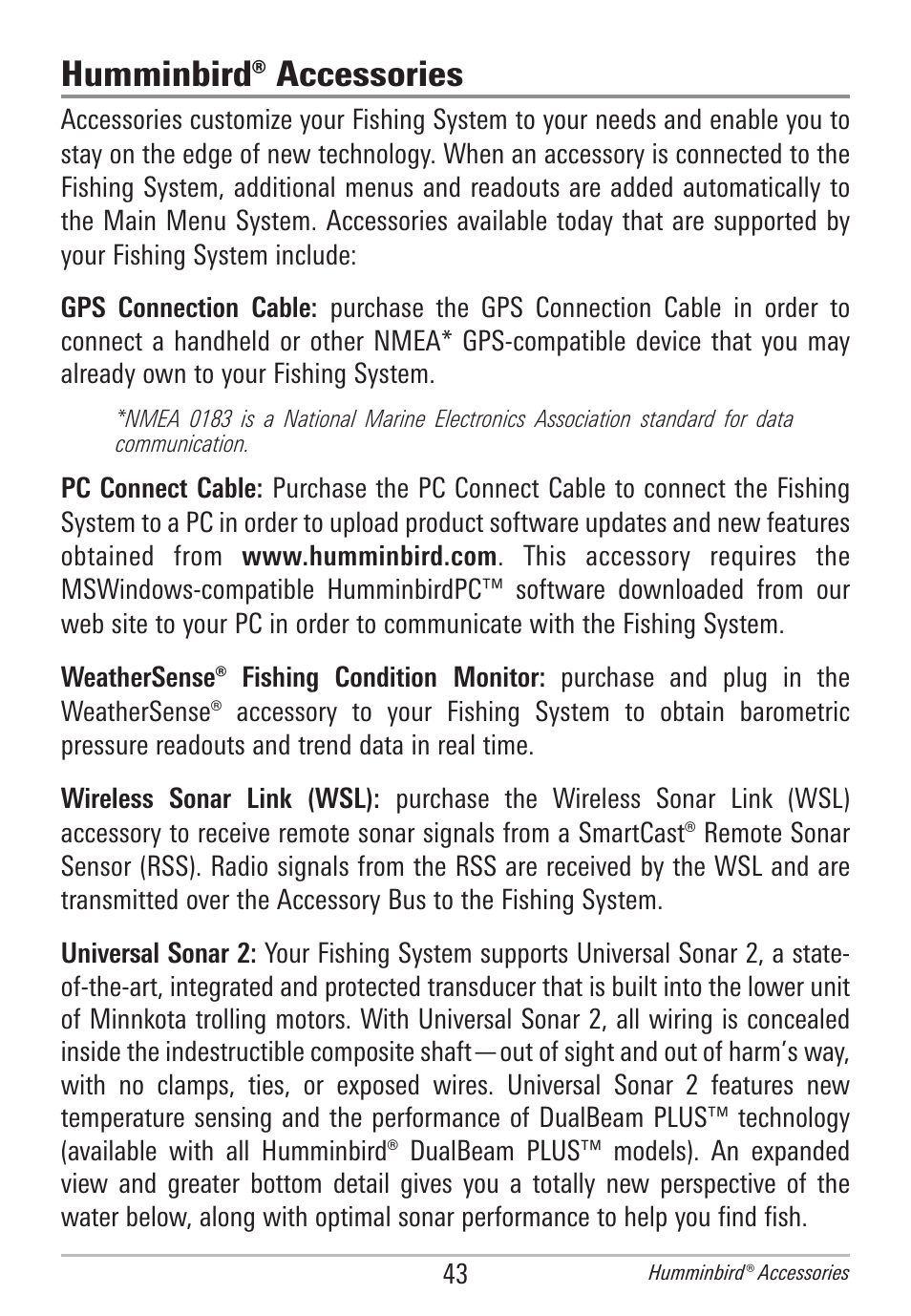 Humminbird® accessories | Humminbird AS WX 1 User Manual | Page 49 / 52