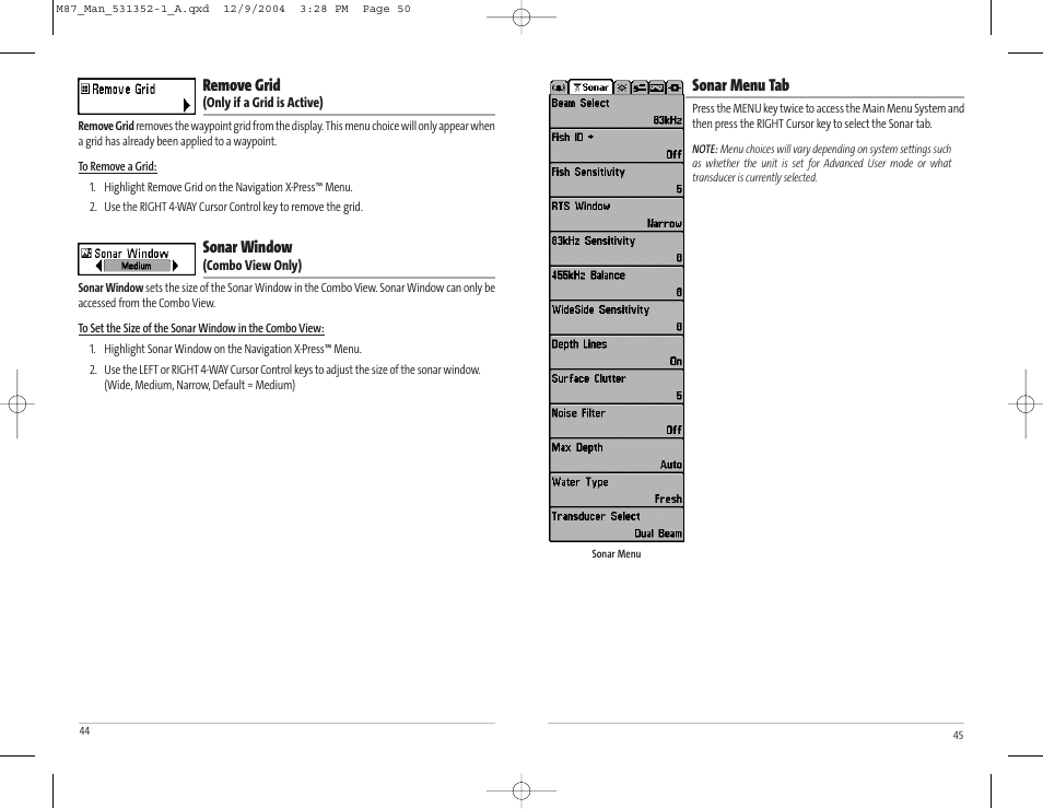 Humminbird Matrix Series Sonar Fishfinder Model Matrix 87 User Manual | Page 26 / 45