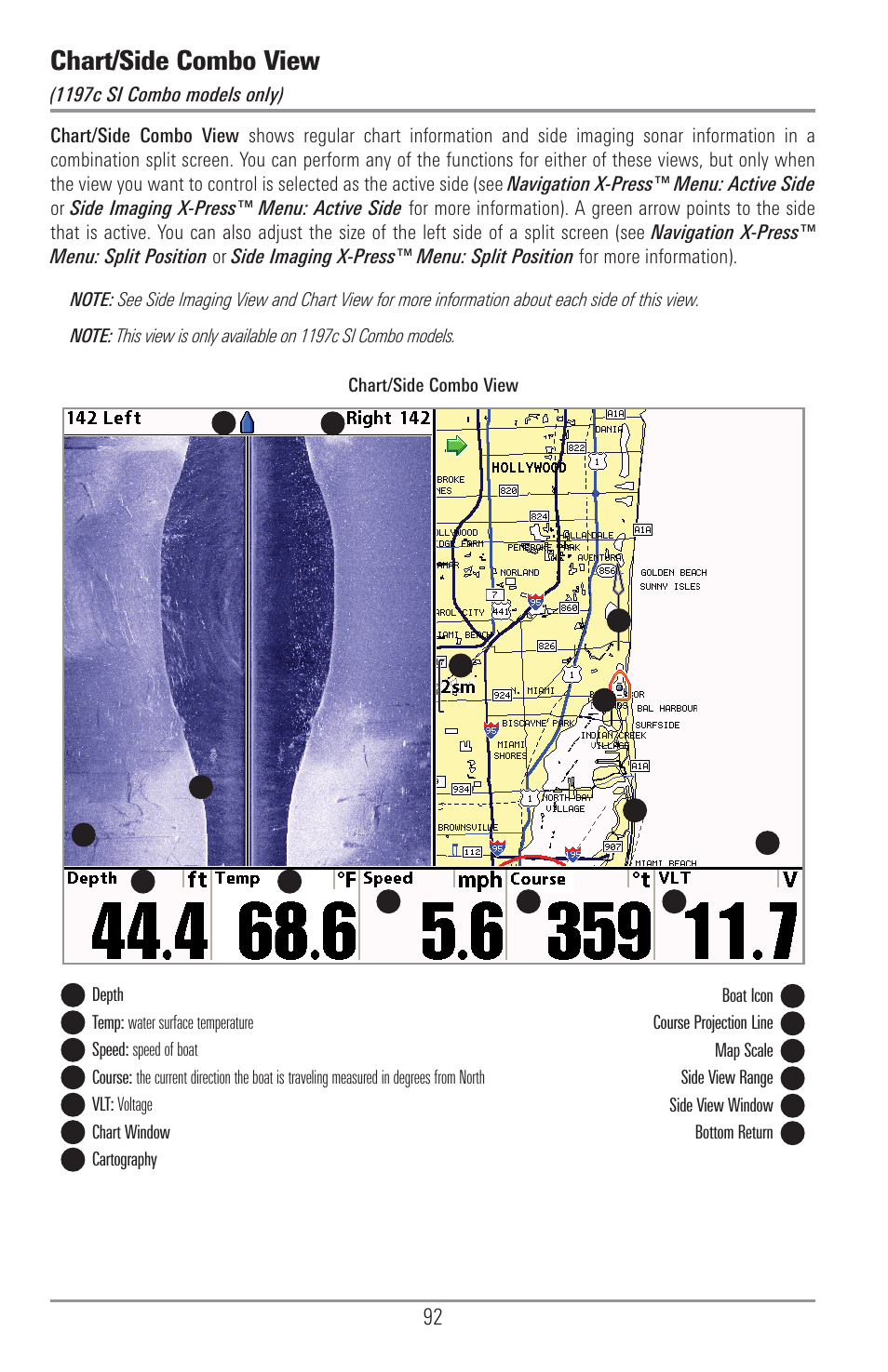 Chart/side combo view | Humminbird 1157C User Manual | Page 102 / 200