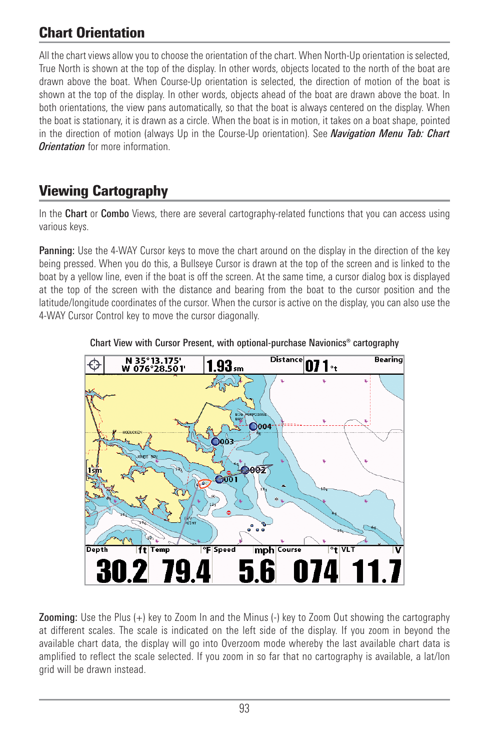 Chart orientation, Viewing cartography | Humminbird 1157C User Manual | Page 103 / 200