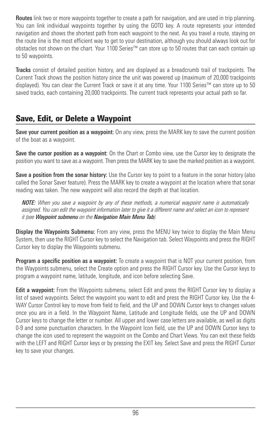 Save, edit, or delete a waypoint | Humminbird 1157C User Manual | Page 106 / 200
