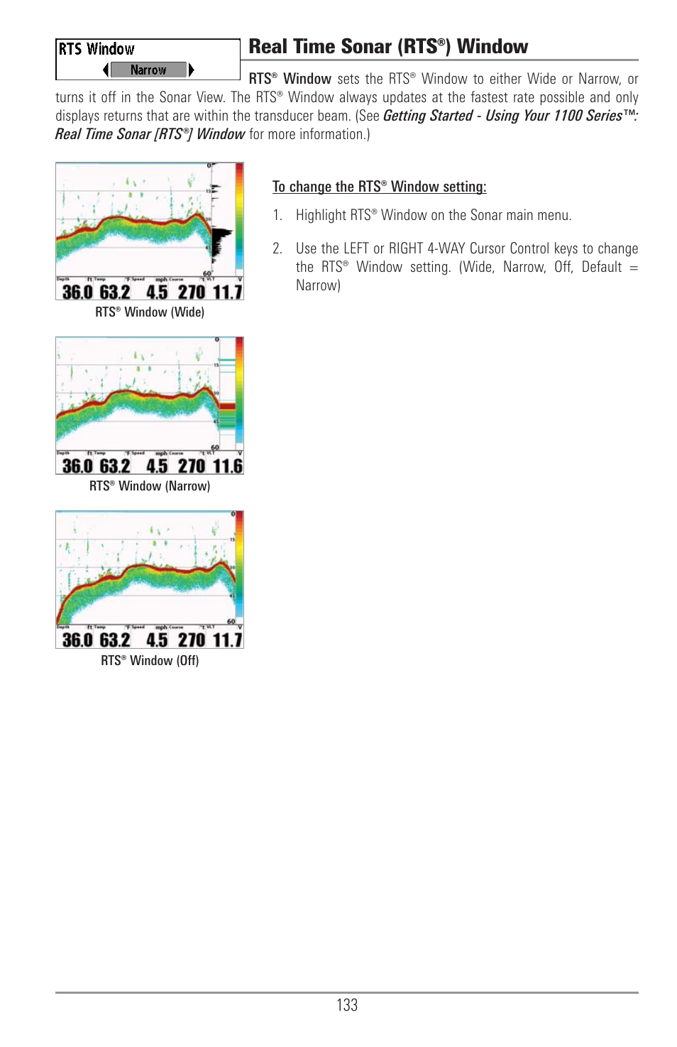 Real time sonar (rts®) window | Humminbird 1157C User Manual | Page 143 / 200