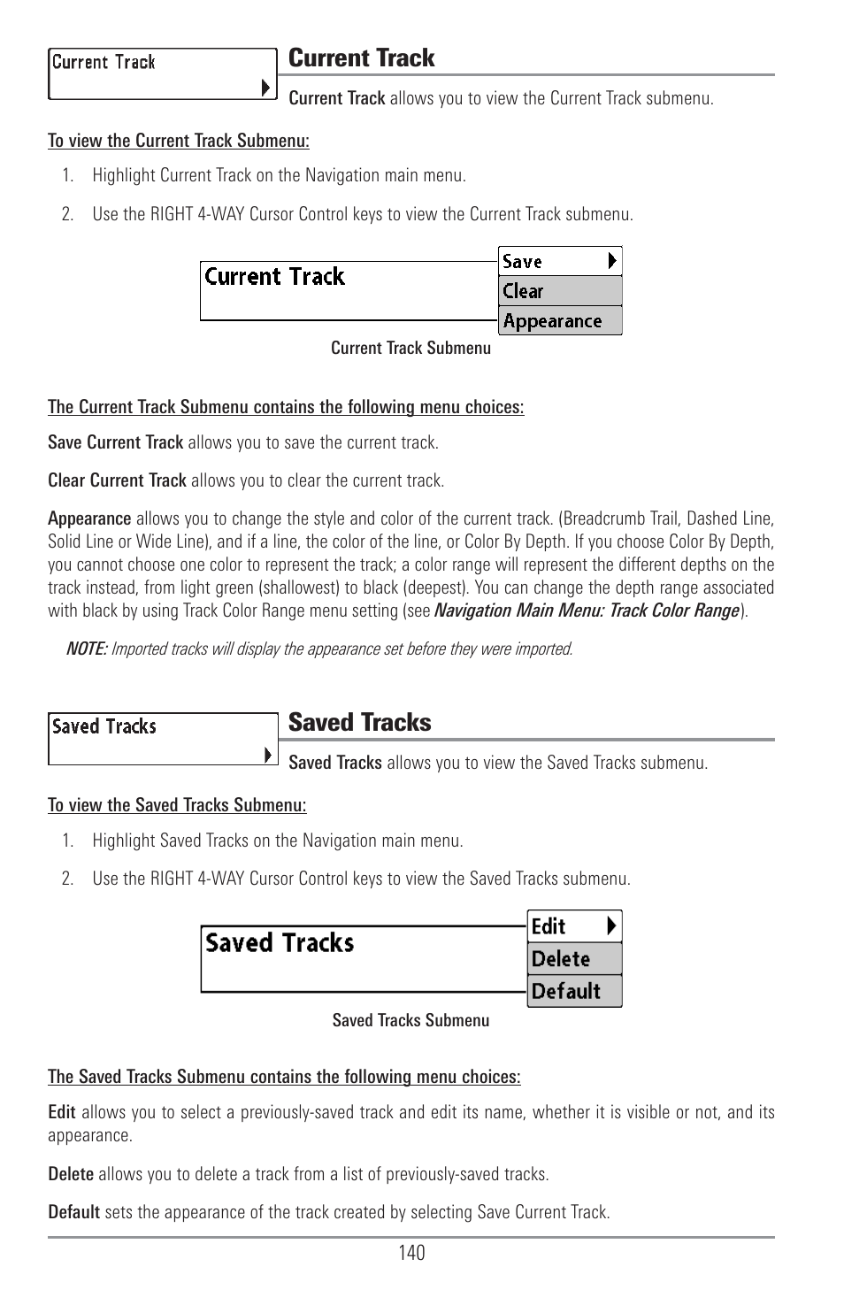 Current track, Saved tracks | Humminbird 1157C User Manual | Page 150 / 200