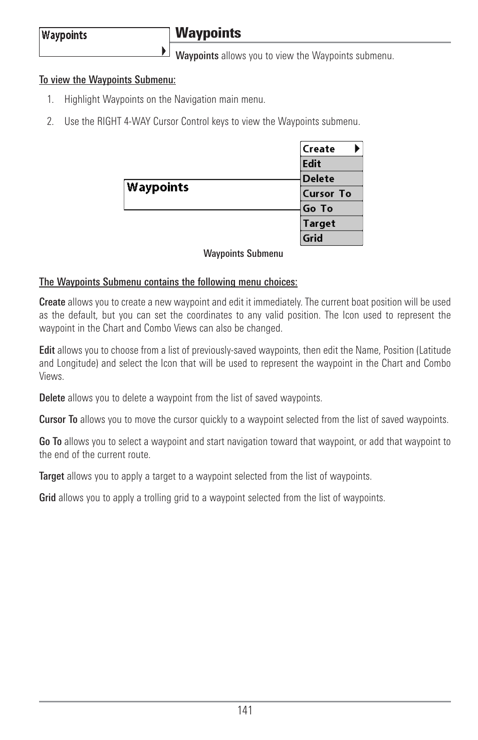 Waypoints | Humminbird 1157C User Manual | Page 151 / 200