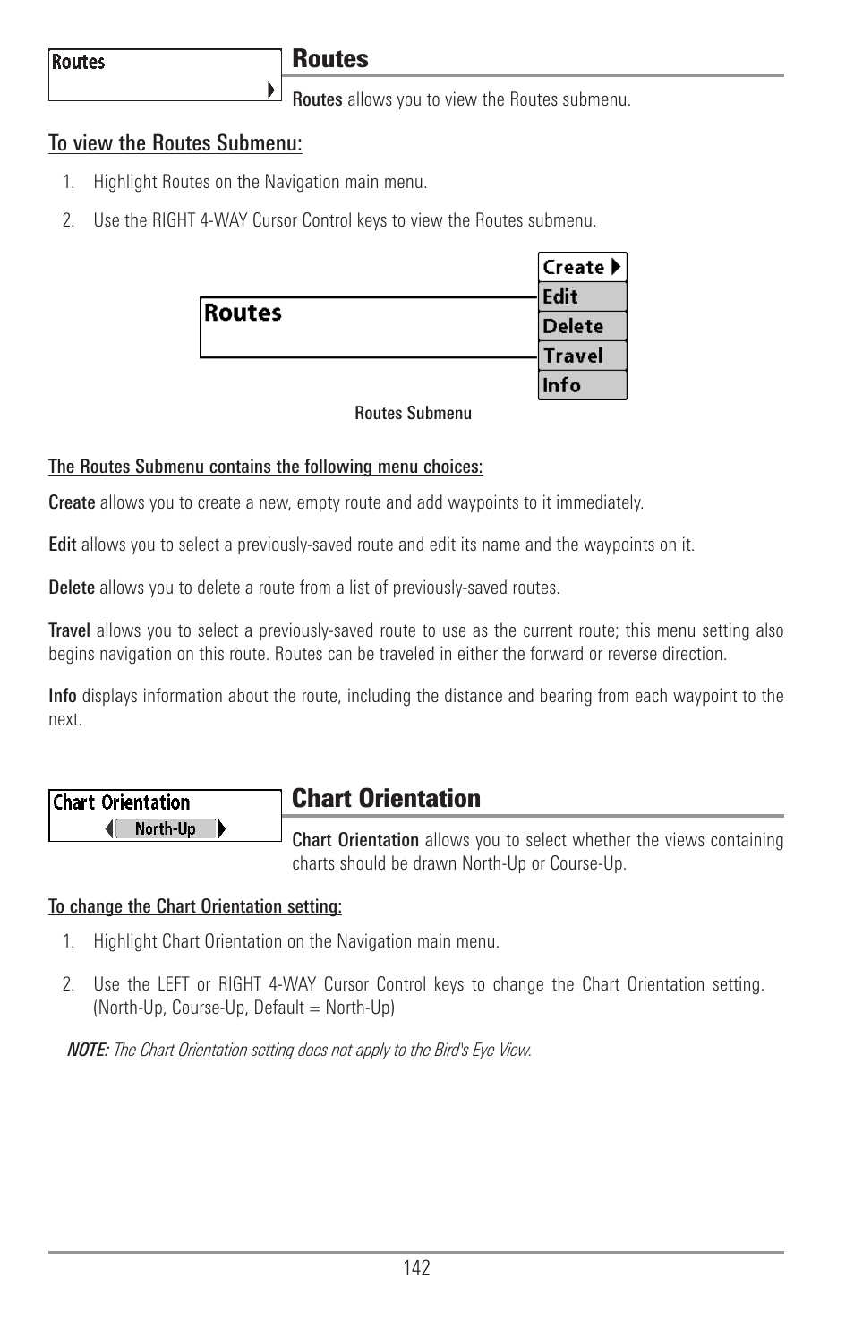 Routes, Chart orientation | Humminbird 1157C User Manual | Page 152 / 200