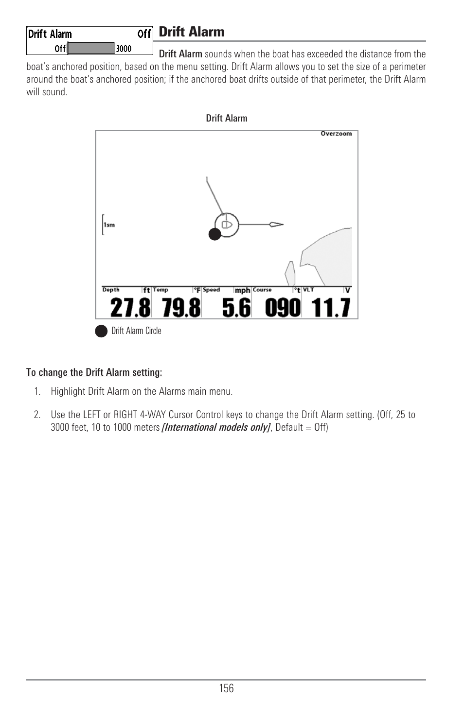 Drift alarm | Humminbird 1157C User Manual | Page 166 / 200