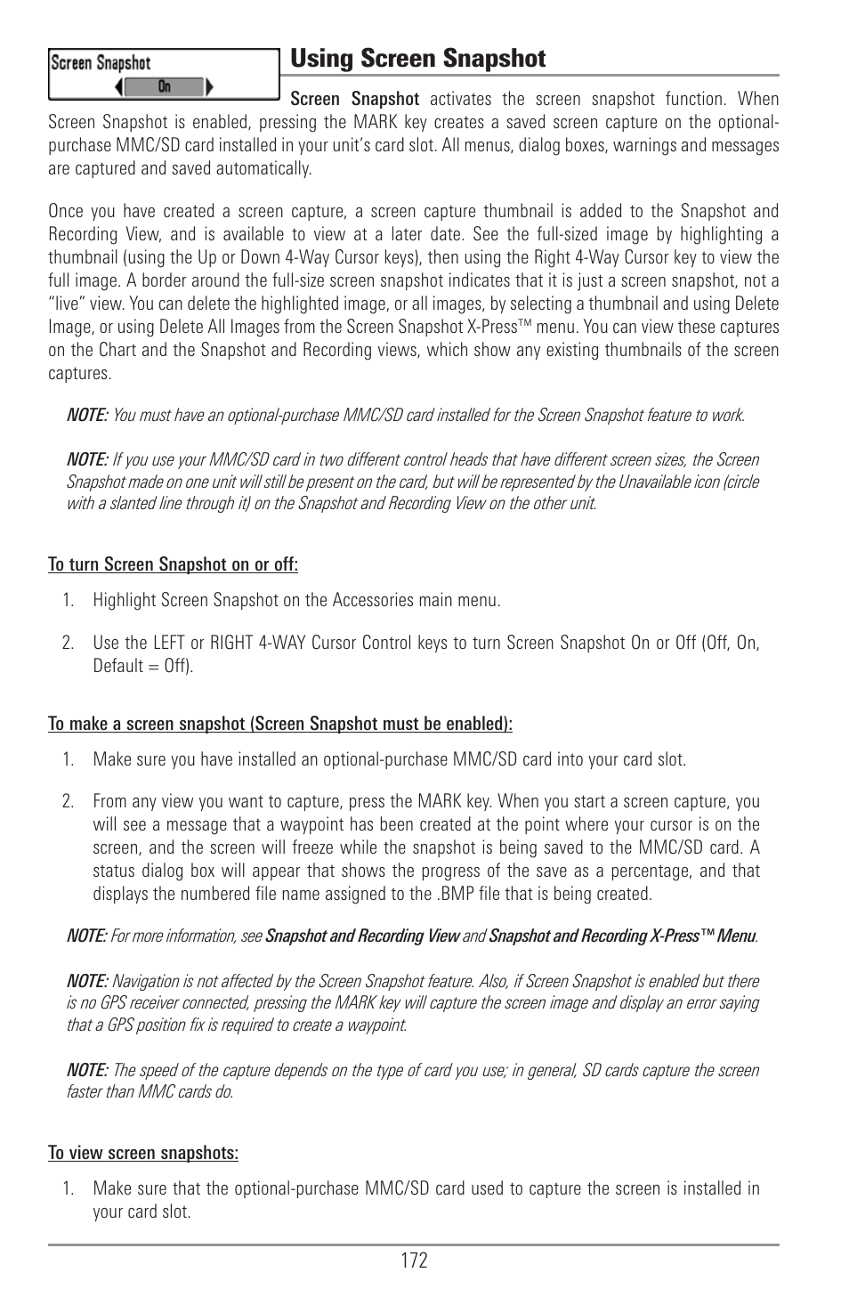 Using screen snapshot | Humminbird 1157C User Manual | Page 182 / 200