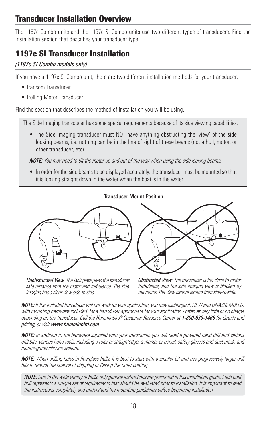 Transducer installation overview, 1197c si transducer installation | Humminbird 1157C User Manual | Page 28 / 200