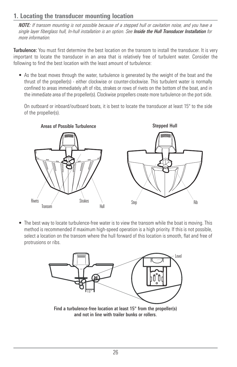 Locating the transducer mounting location | Humminbird 1157C User Manual | Page 36 / 200