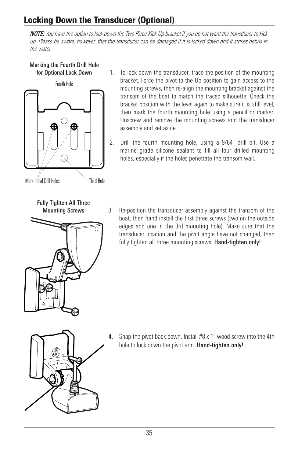 Locking down the transducer (optional) | Humminbird 1157C User Manual | Page 45 / 200