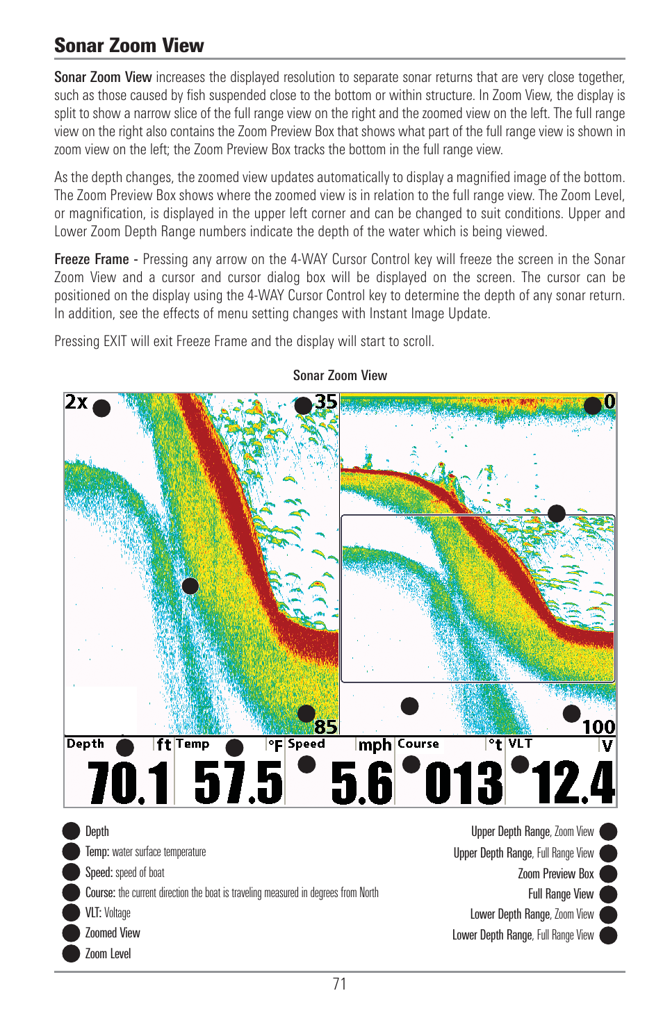 Sonar zoom view | Humminbird 1157C User Manual | Page 81 / 200