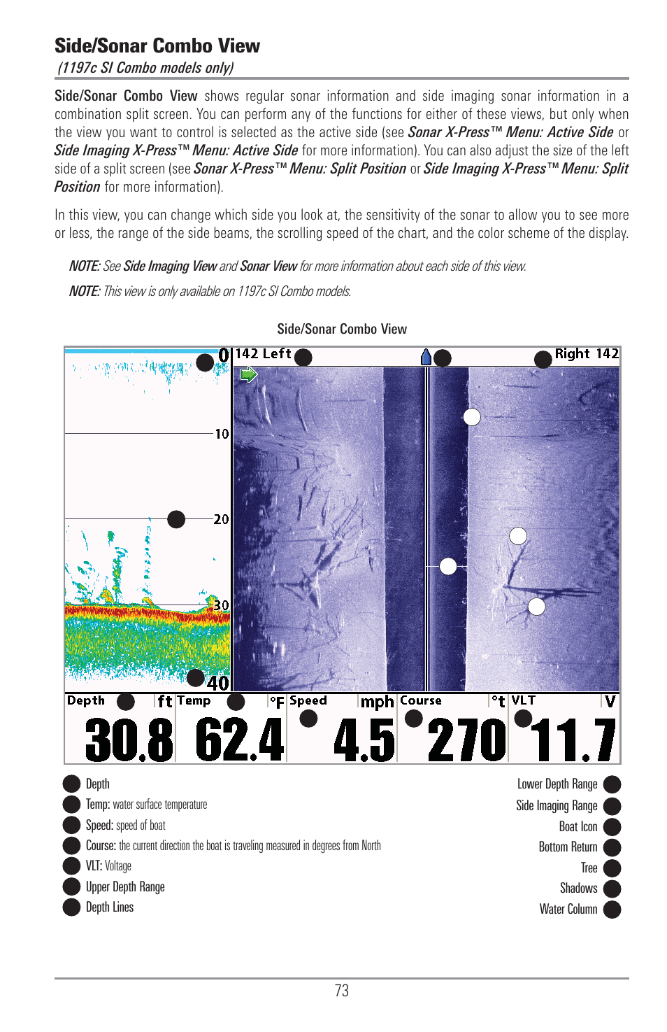 Side/sonar combo view | Humminbird 1157C User Manual | Page 83 / 200