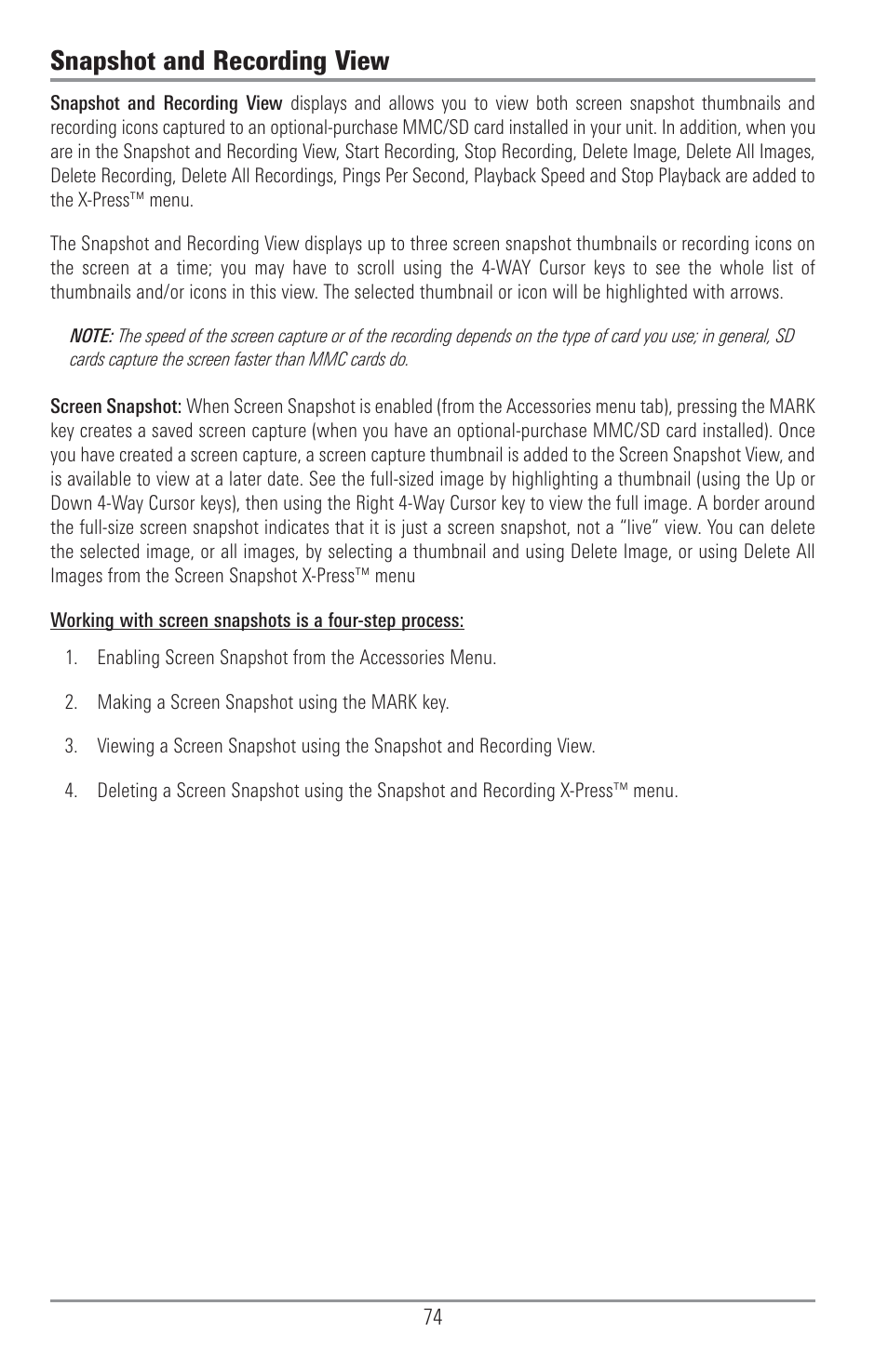 Snapshot and recording view | Humminbird 1157C User Manual | Page 84 / 200