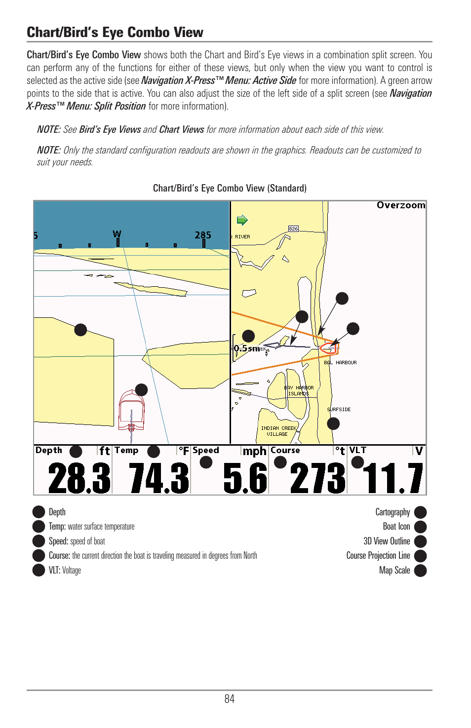 Chart/bird’s eye combo view | Humminbird 1157C User Manual | Page 94 / 200