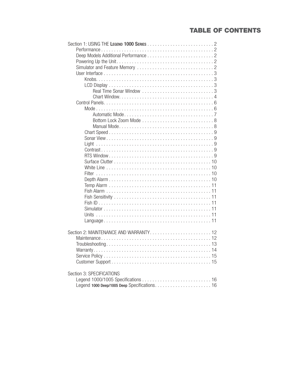 Humminbird Legend 1000 User Manual | Page 3 / 18