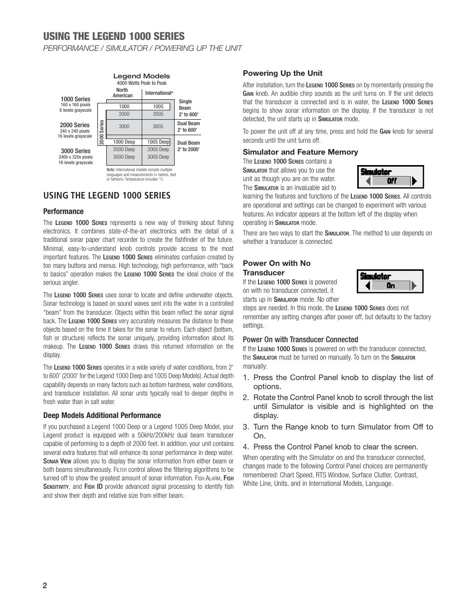 Using the legend 1000 series | Humminbird Legend 1000 User Manual | Page 4 / 18