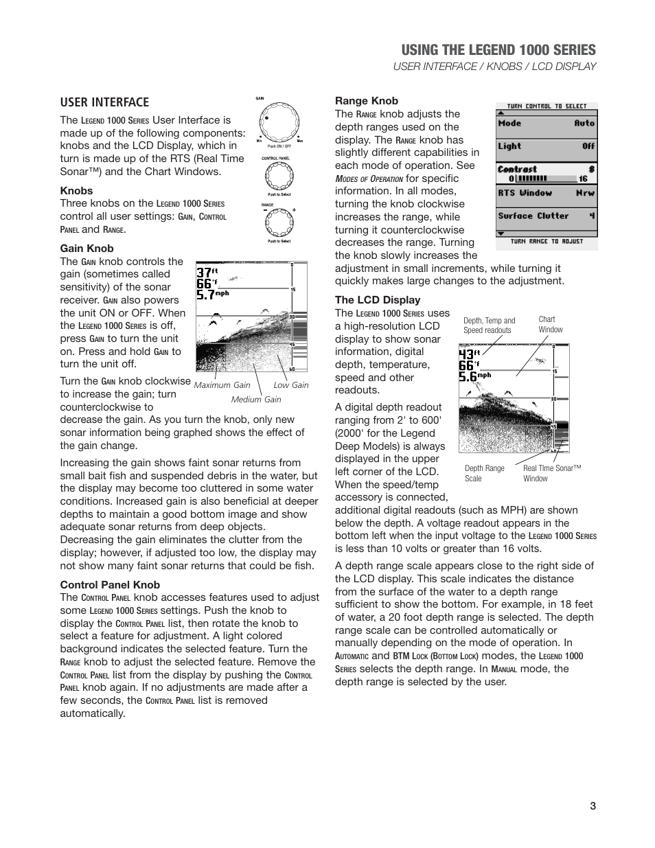 Using the legend 1000 series, User interface | Humminbird Legend 1000 User Manual | Page 5 / 18