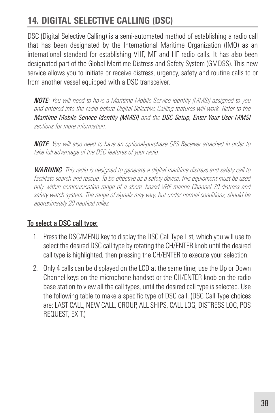 Digital selective calling (dsc) | Humminbird VHF255SW User Manual | Page 39 / 90