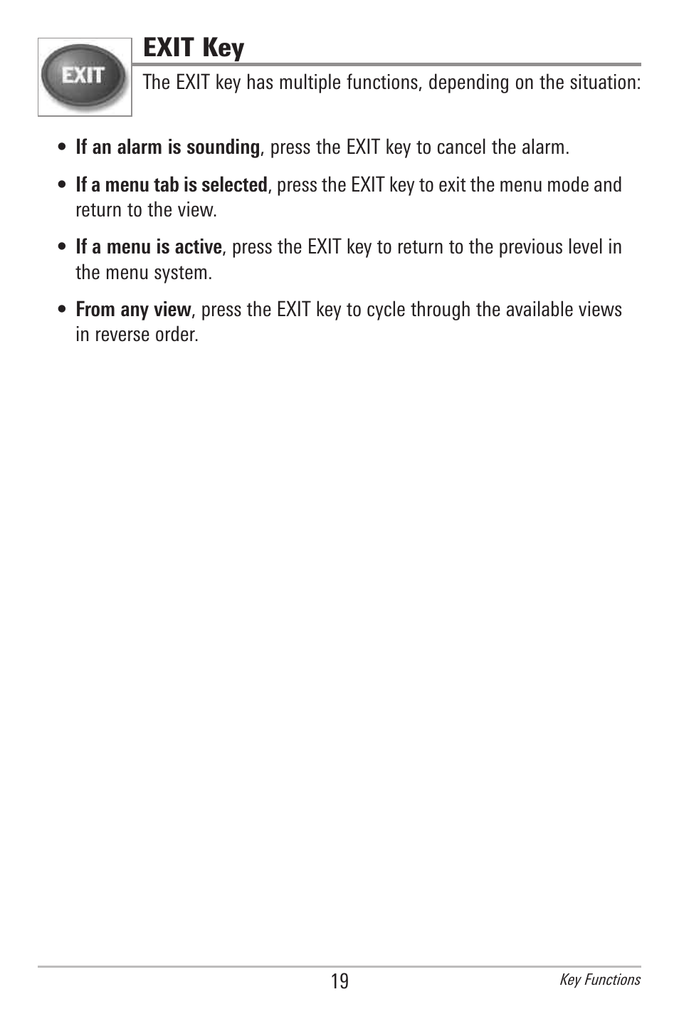 Exit key | Humminbird 500 SERIES 596C User Manual | Page 27 / 82