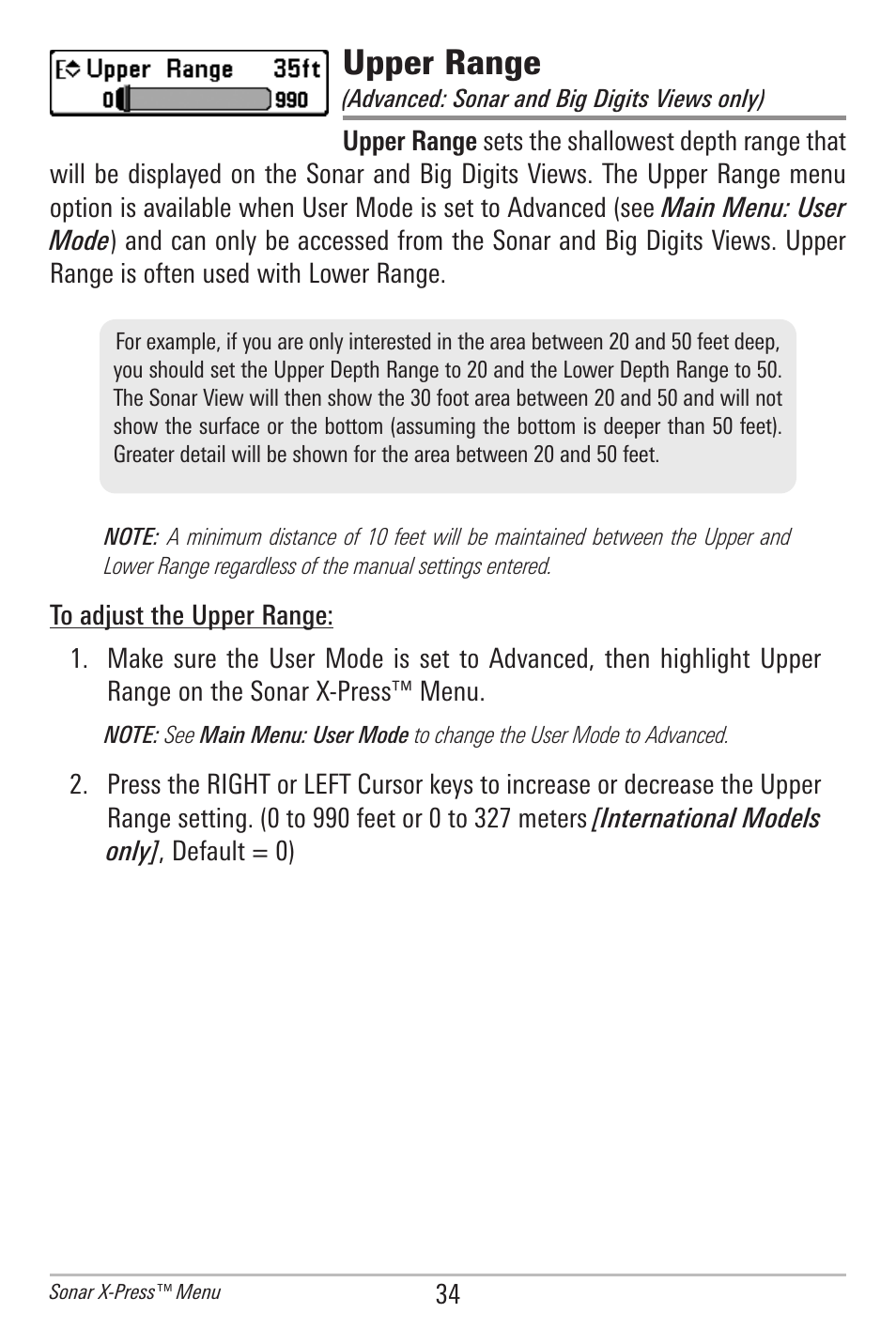 Upper range | Humminbird 500 SERIES 596C User Manual | Page 42 / 82