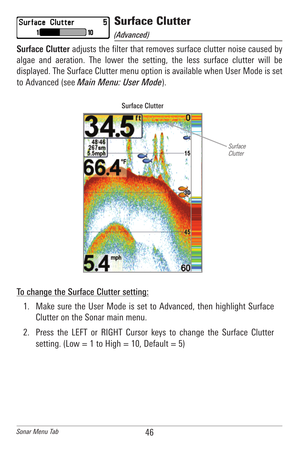Surface clutter | Humminbird 500 SERIES 596C User Manual | Page 54 / 82