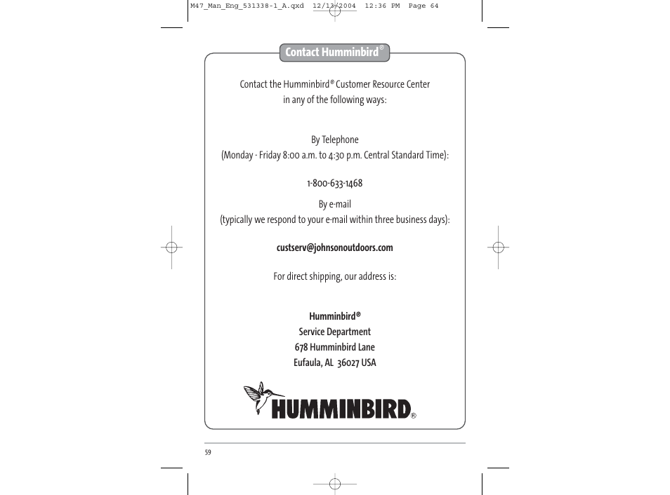 Humminbird Matrix 531338-1_A User Manual | Page 33 / 33