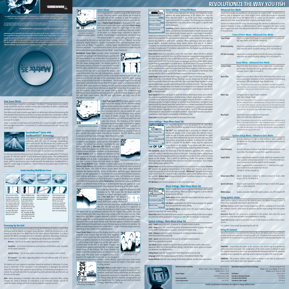 Humminbird MATRIX 35 User Manual | 2 pages