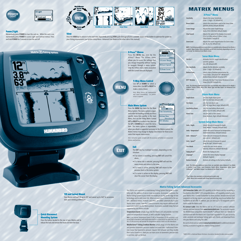 Humminbird MATRIX 35 User Manual | Page 2 / 2