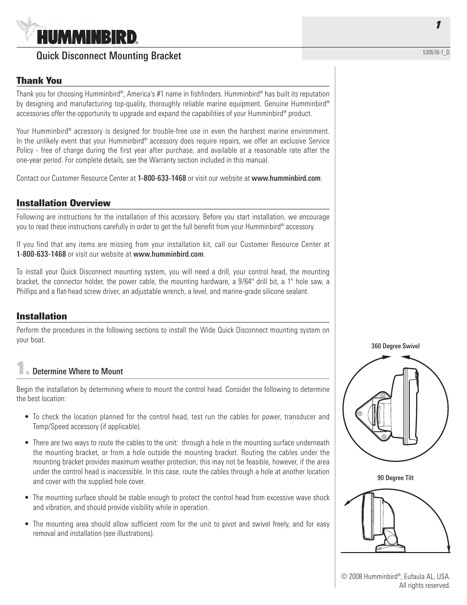 Humminbird 530516-1_D User Manual | 4 pages