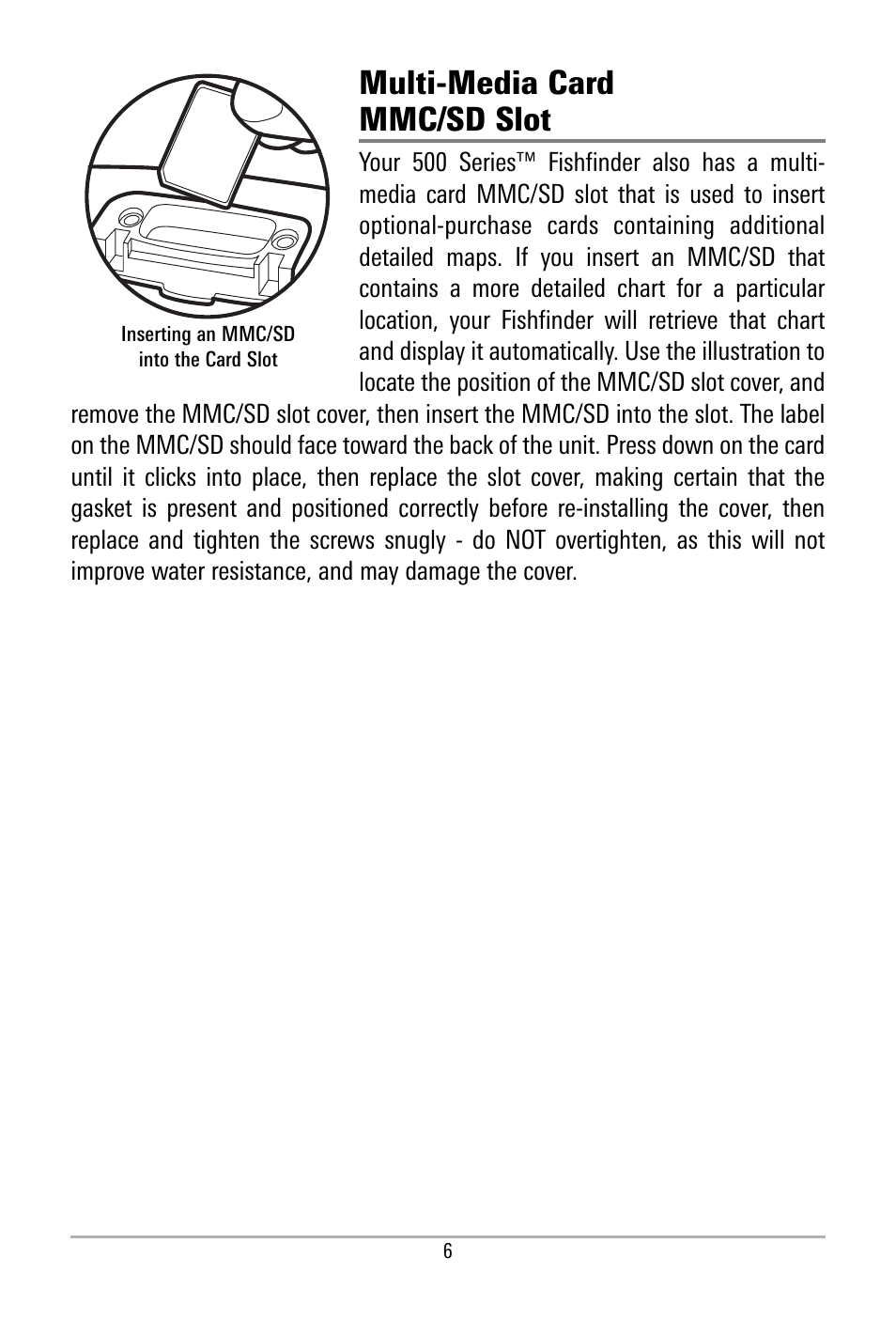 Multi-media card mmc/sd slot | Humminbird 500 SERIES 580 User Manual | Page 13 / 134