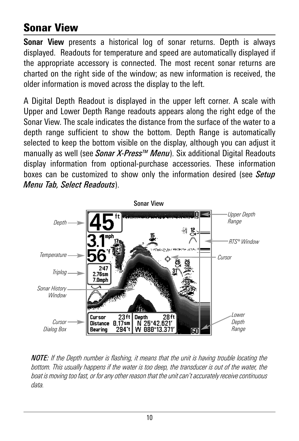 Sonar view | Humminbird 500 SERIES 580 User Manual | Page 17 / 134