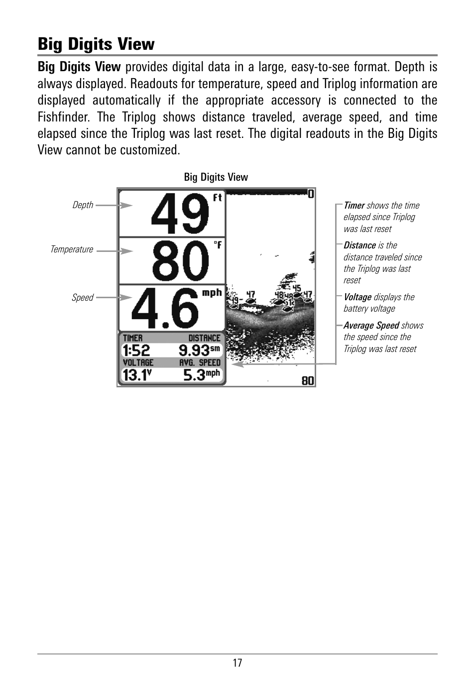 Big digits view | Humminbird 500 SERIES 580 User Manual | Page 24 / 134