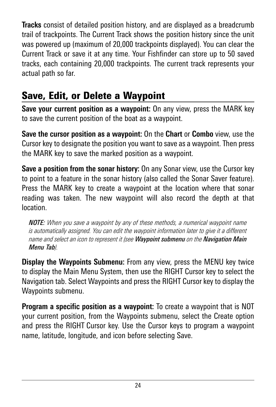 Save, edit, or delete a waypoint | Humminbird 500 SERIES 580 User Manual | Page 31 / 134