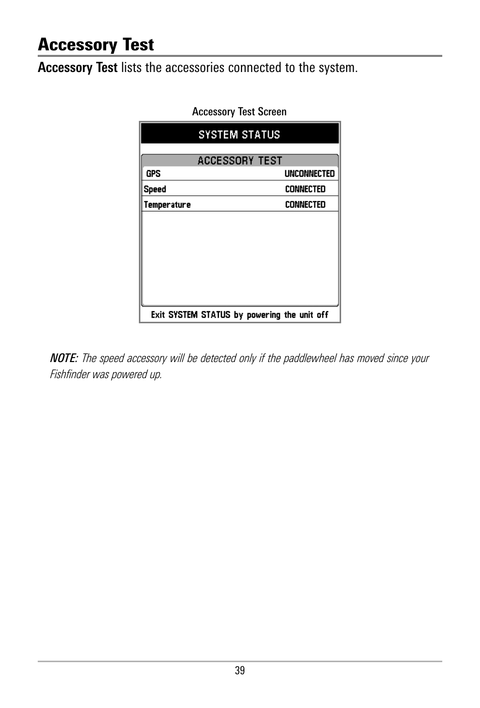 Accessory test | Humminbird 500 SERIES 580 User Manual | Page 46 / 134