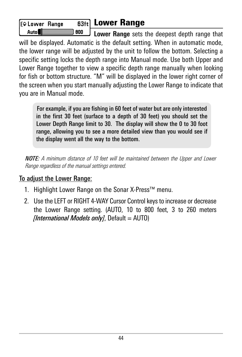 Lower range | Humminbird 500 SERIES 580 User Manual | Page 51 / 134