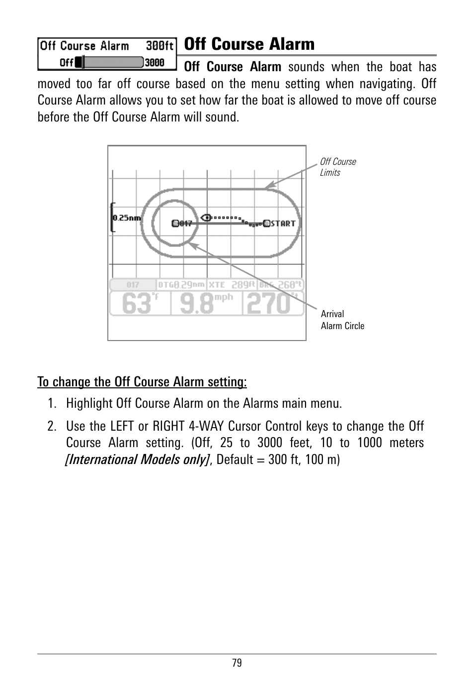 Off course alarm | Humminbird 500 SERIES 580 User Manual | Page 86 / 134