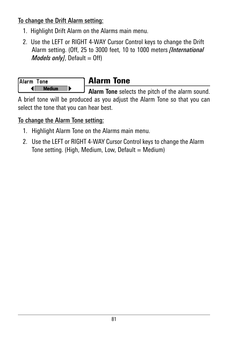 Alarm tone | Humminbird 500 SERIES 580 User Manual | Page 88 / 134