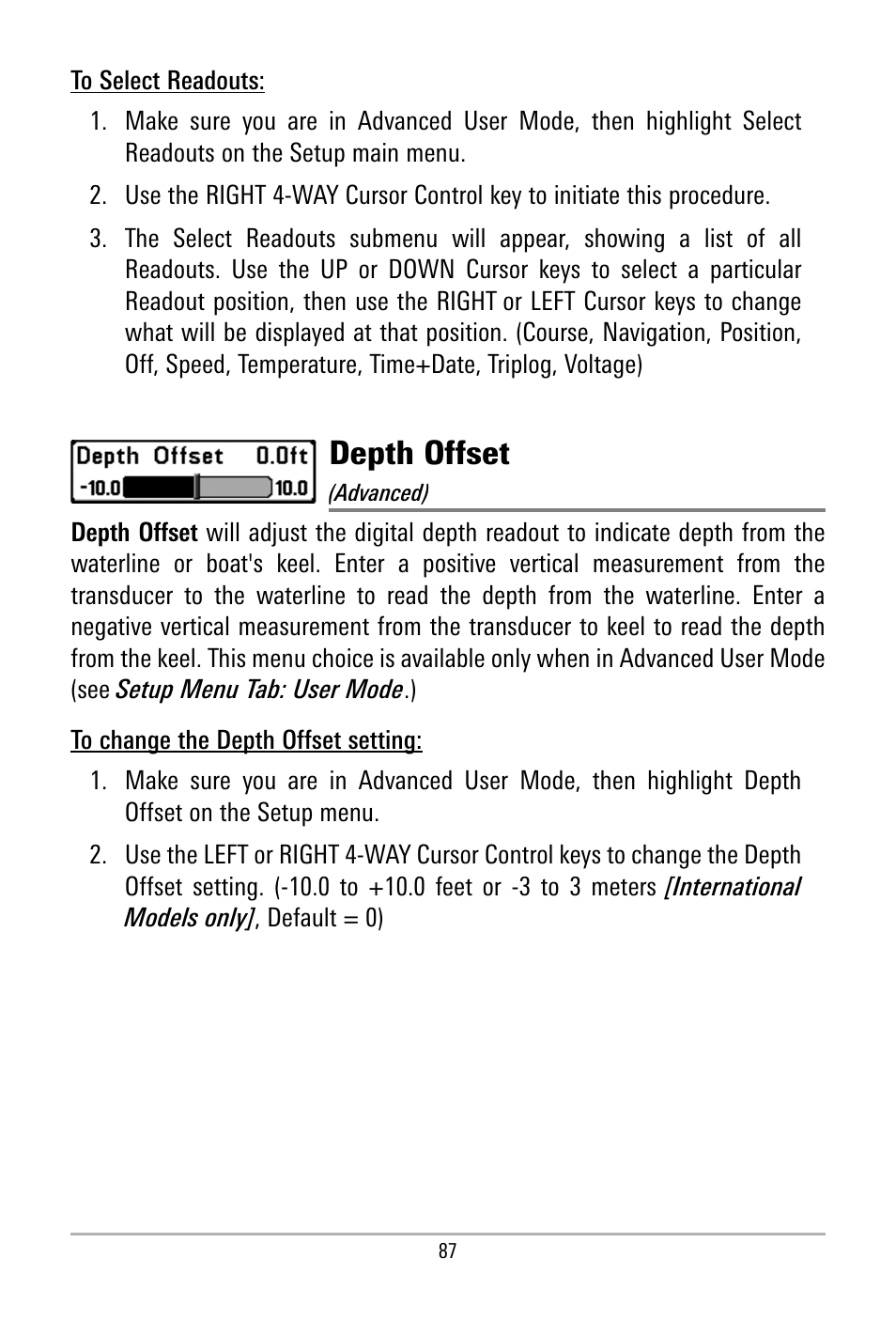 Depth offset | Humminbird 500 SERIES 580 User Manual | Page 94 / 134