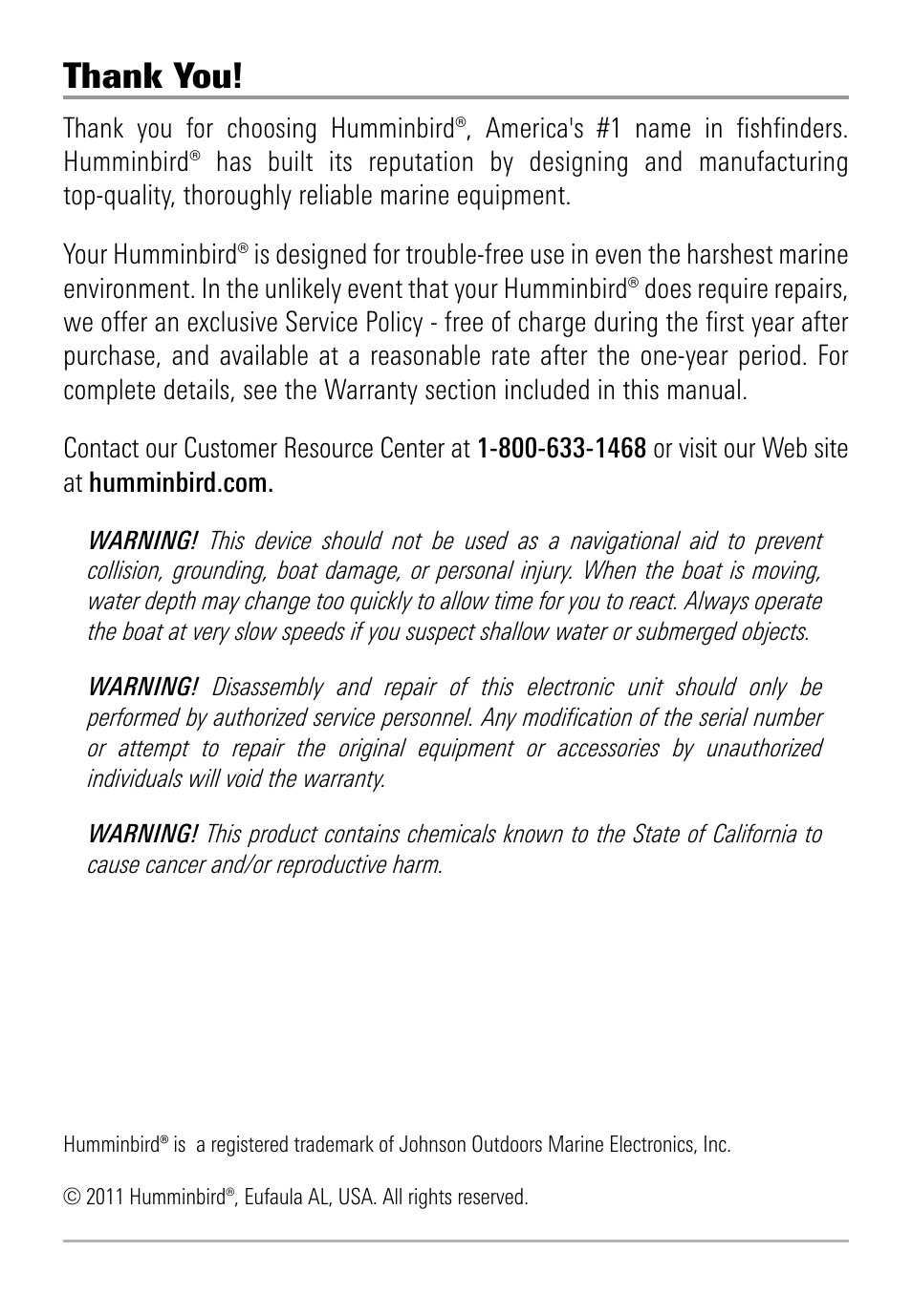 Humminbird HDR 650 User Manual | Page 2 / 48