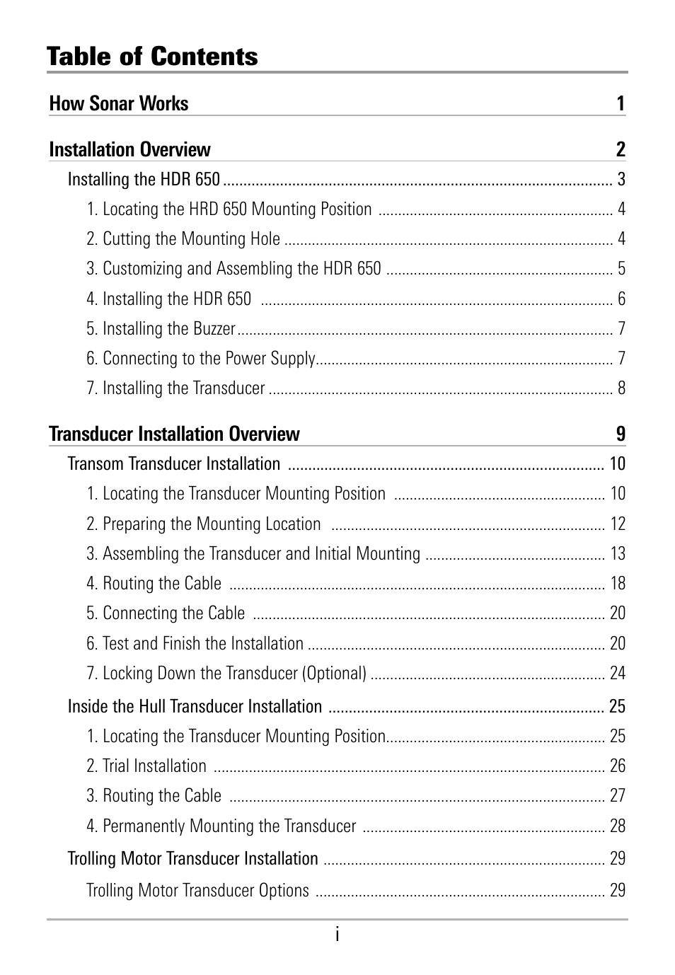 Humminbird HDR 650 User Manual | Page 3 / 48