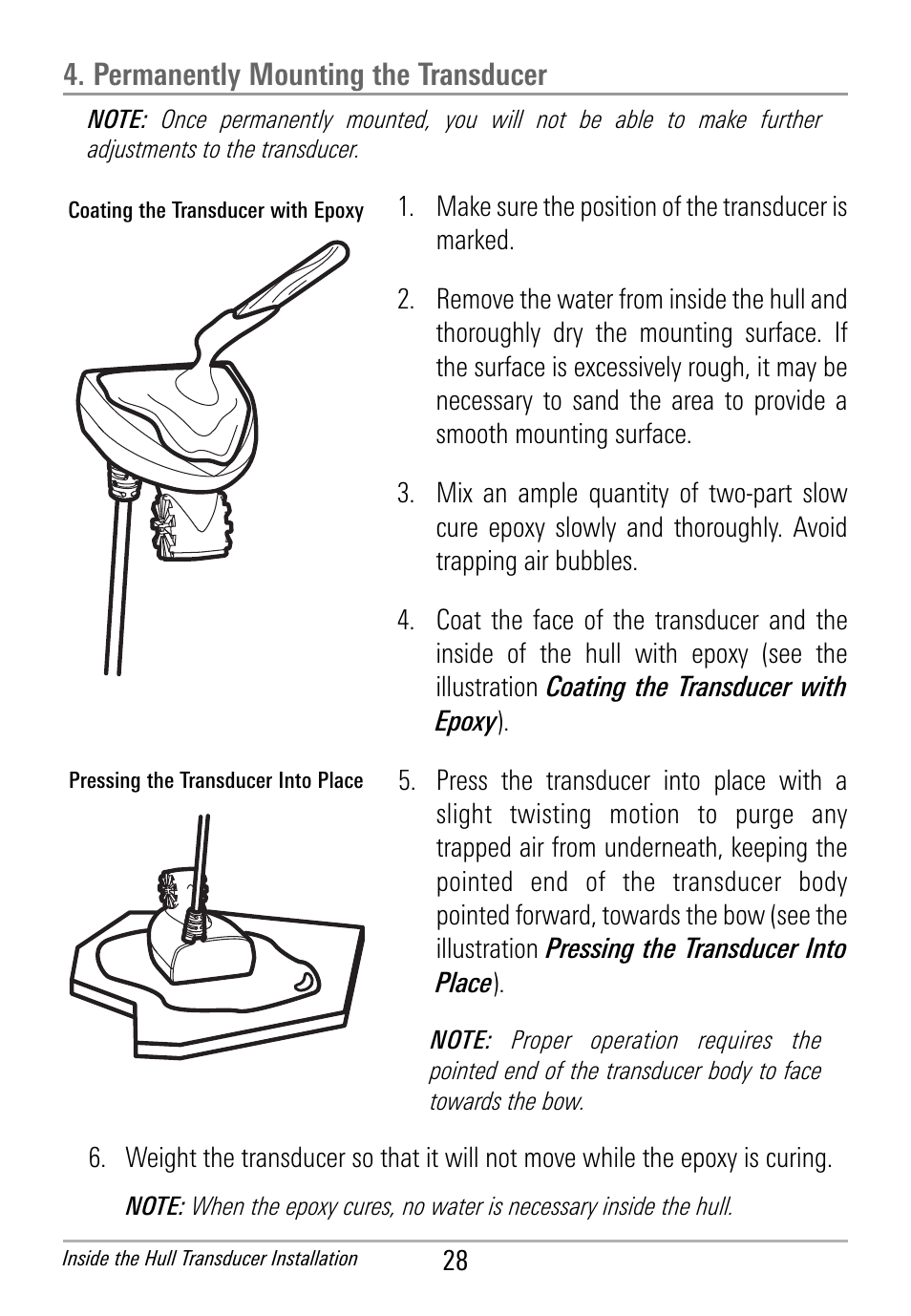 Permanently mounting the transducer | Humminbird HDR 650 User Manual | Page 32 / 48