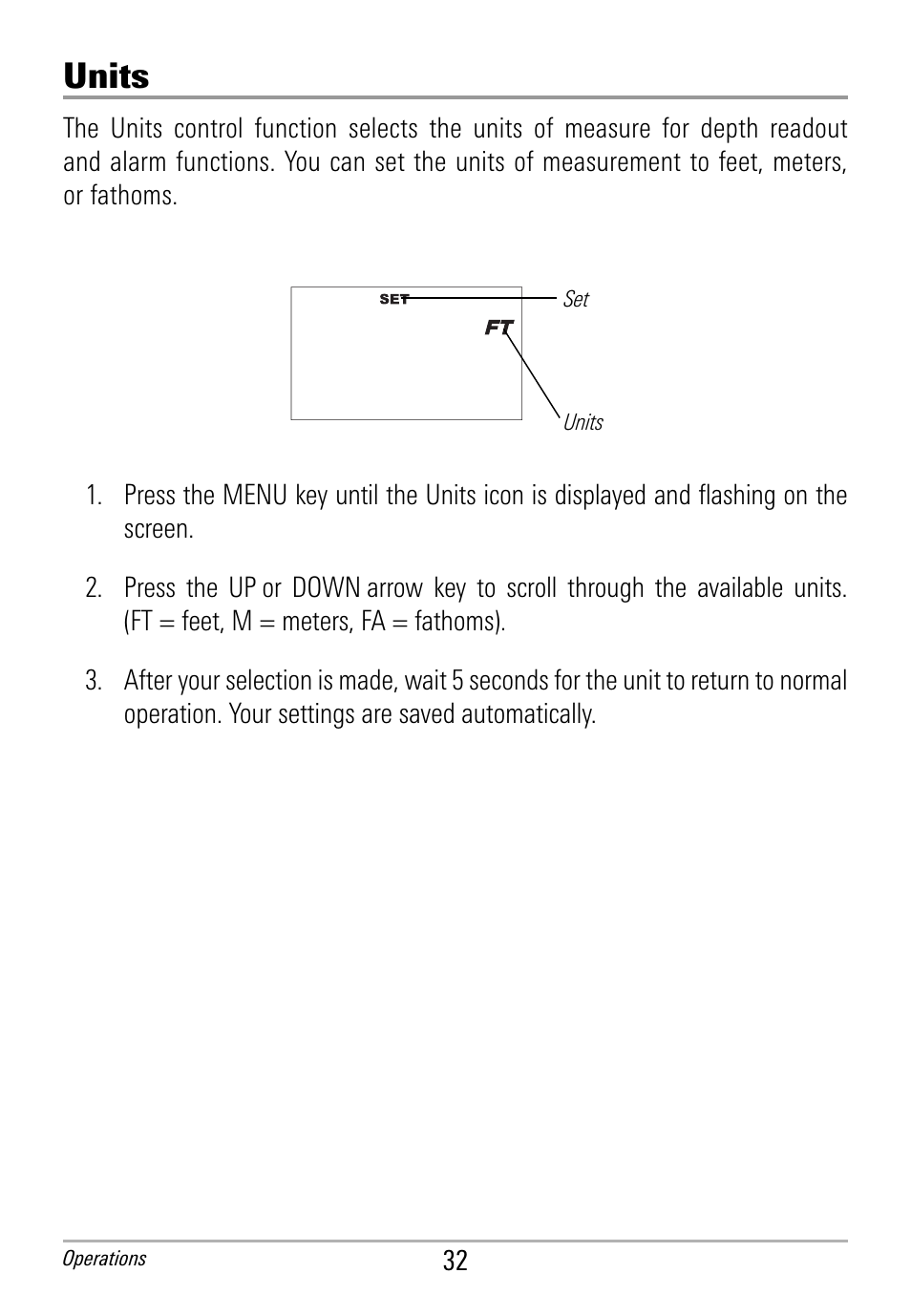 Units | Humminbird HDR 650 User Manual | Page 36 / 48