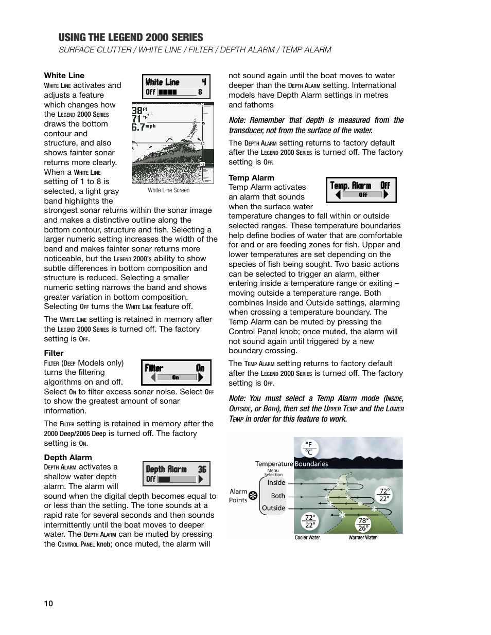 Filter, Using the legend 2000 series | Humminbird Legend 2000 User Manual | Page 12 / 18