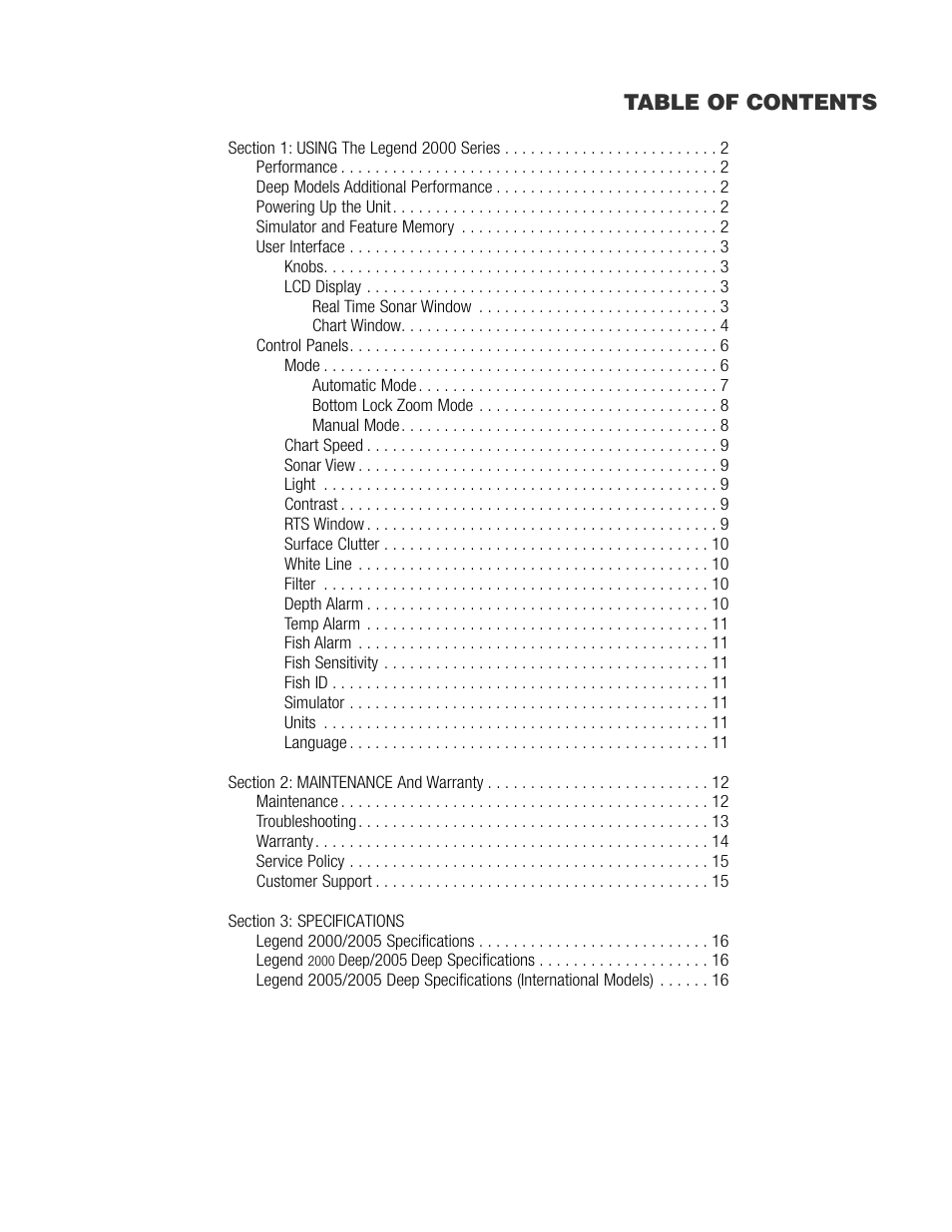 Humminbird Legend 2000 User Manual | Page 3 / 18