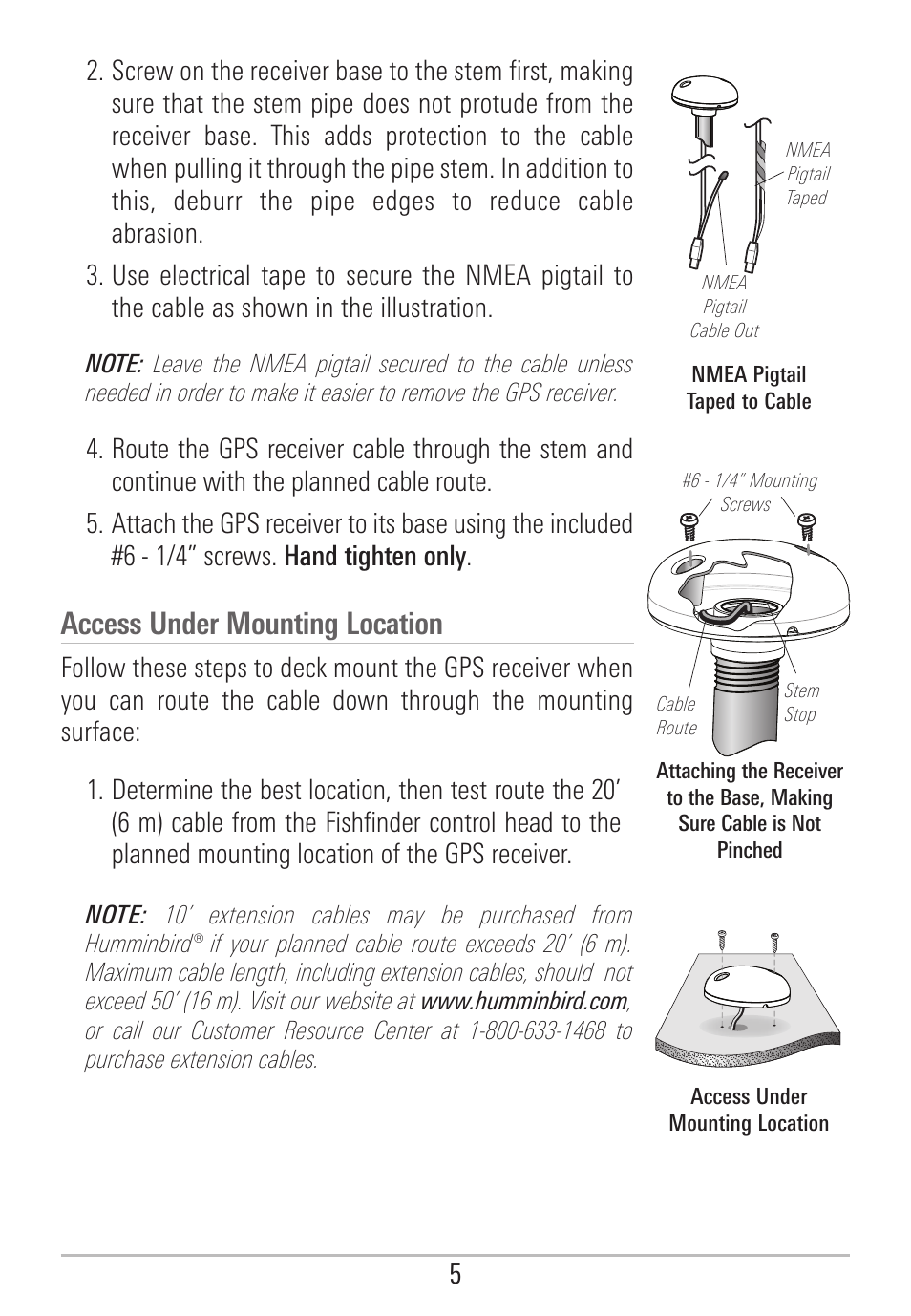 Access under mounting location | Humminbird 531478-2_B User Manual | Page 11 / 66