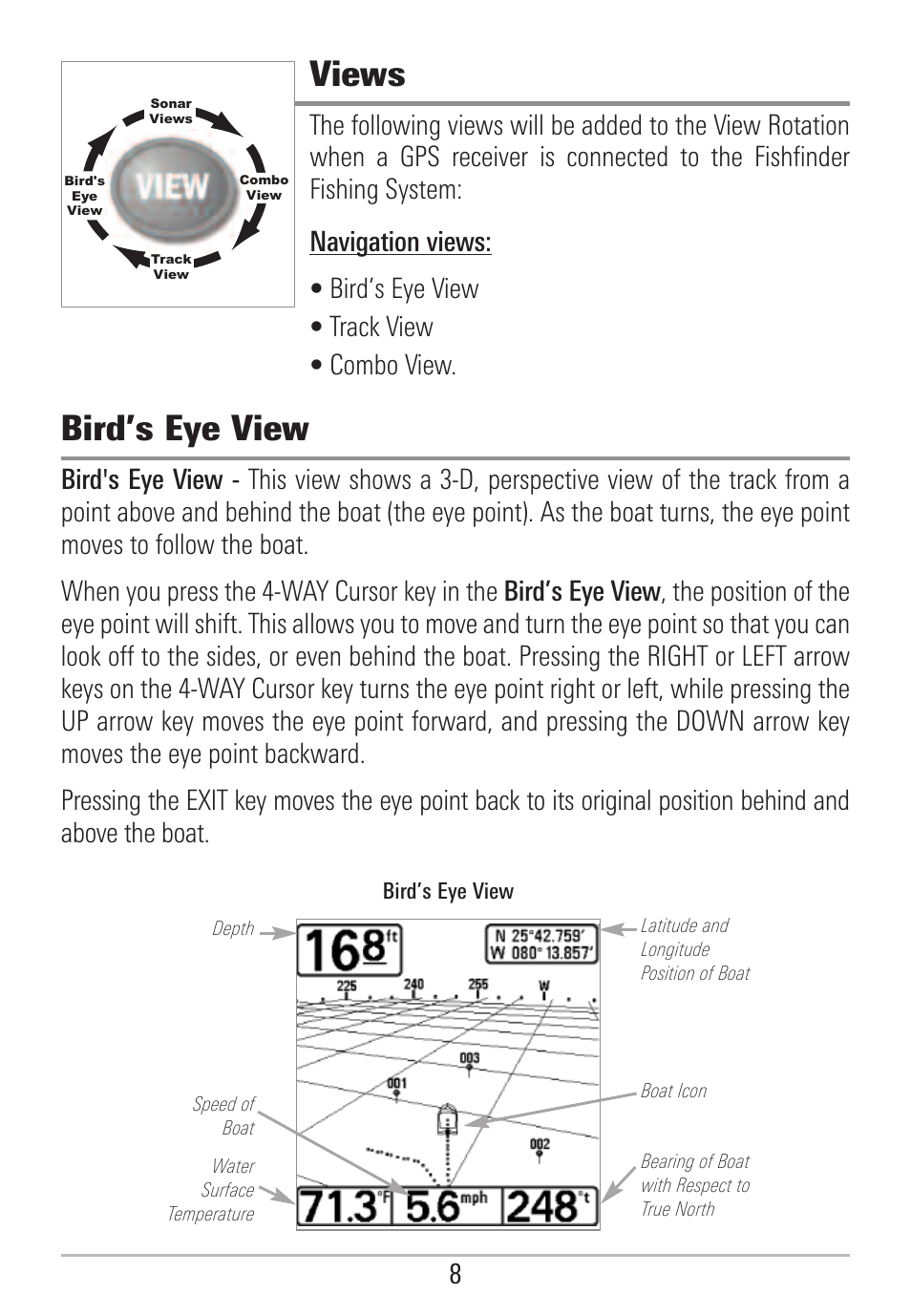 Views, Bird’s eye view | Humminbird 531478-2_B User Manual | Page 14 / 66