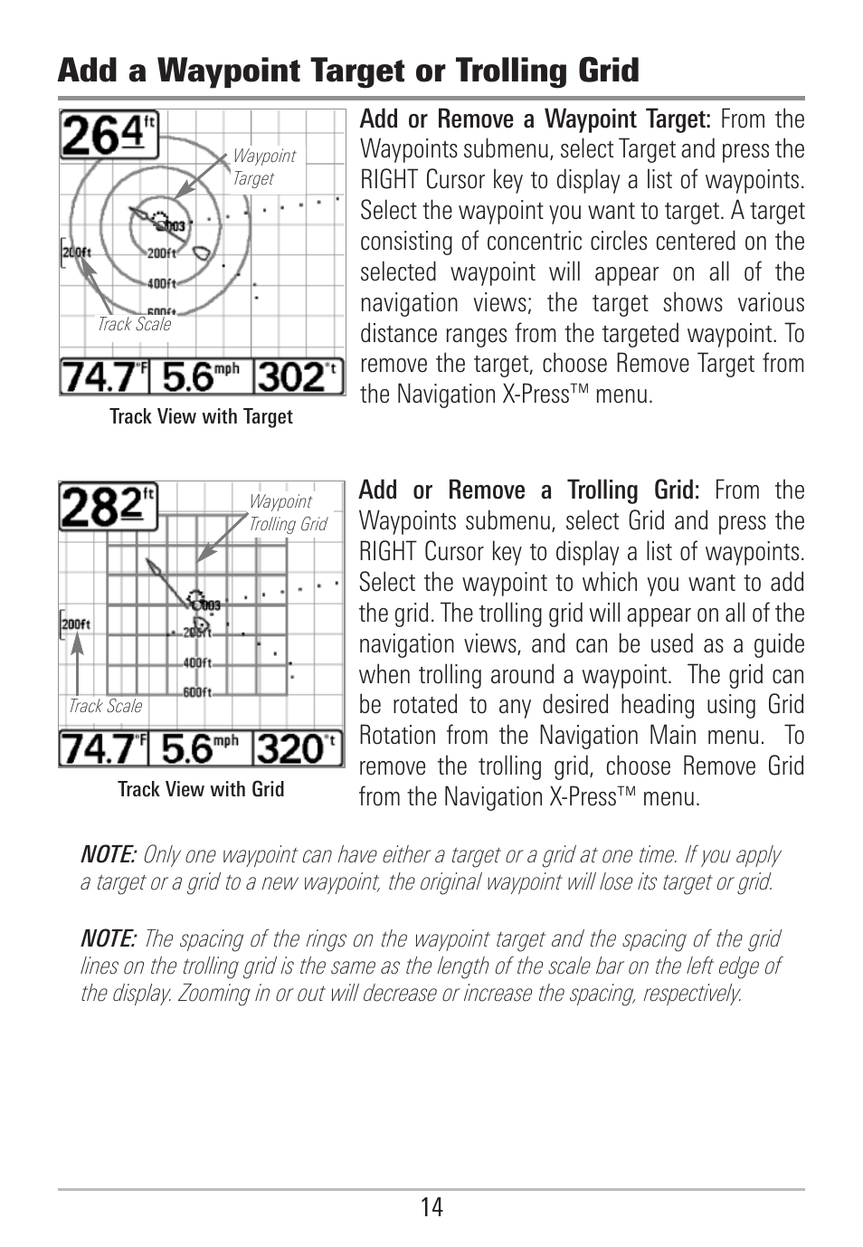 Add a waypoint target or trolling grid | Humminbird 531478-2_B User Manual | Page 20 / 66