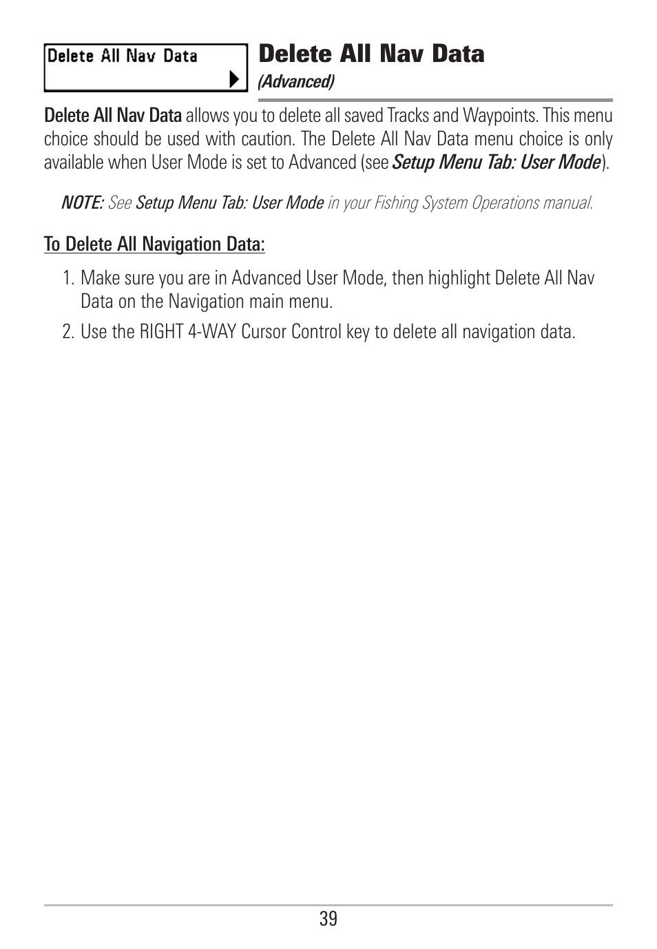 Delete all nav data | Humminbird 531478-2_B User Manual | Page 45 / 66